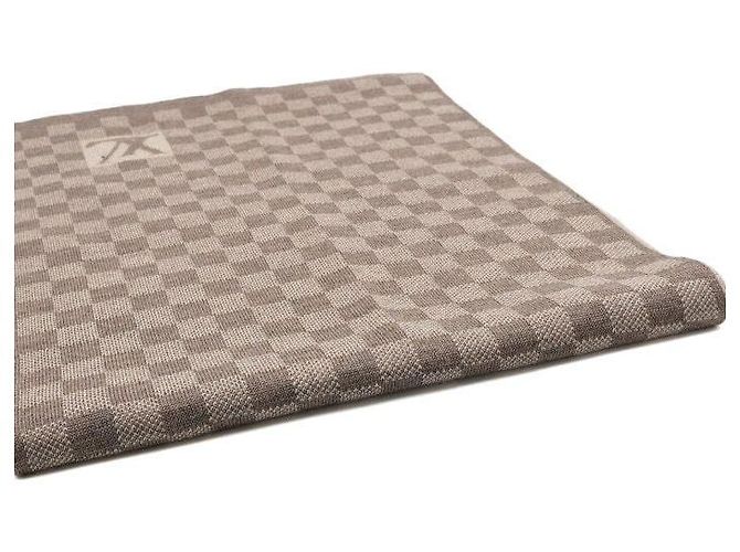 Louis Vuitton Sciarpa Muffler Damier in lana marrone - vista 4