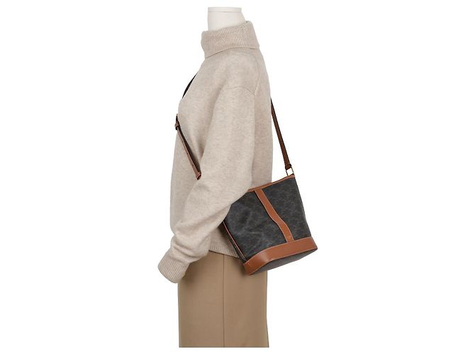 Céline Picca borsa secchiello Trompe in tela e vitello - vista 13