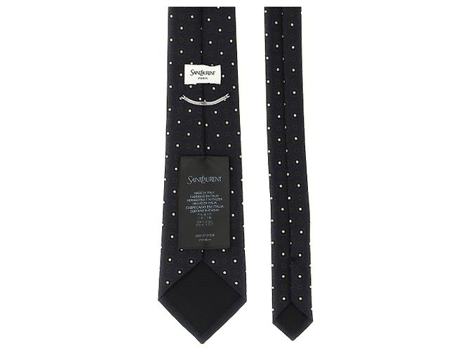 Autre Marque Cravatta SAINT LAURENT in jacquard di seta blu - vista 2