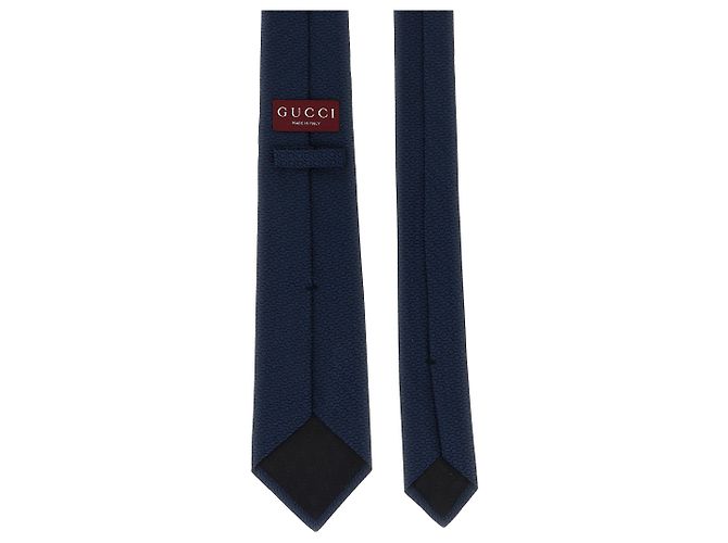 Cravatta Gucci in seta jacquard blu - vista 2