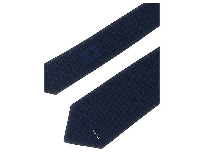 Cravatta Gucci in seta jacquard blu - vista 3