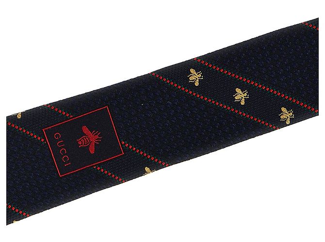 Cravatta in seta Gucci The Labour 7.0 Blu - vista 3