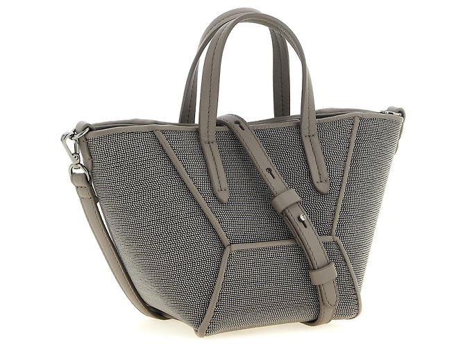 Brunello Cucinelli Borsa in pelle di vitello grigia - vista 2