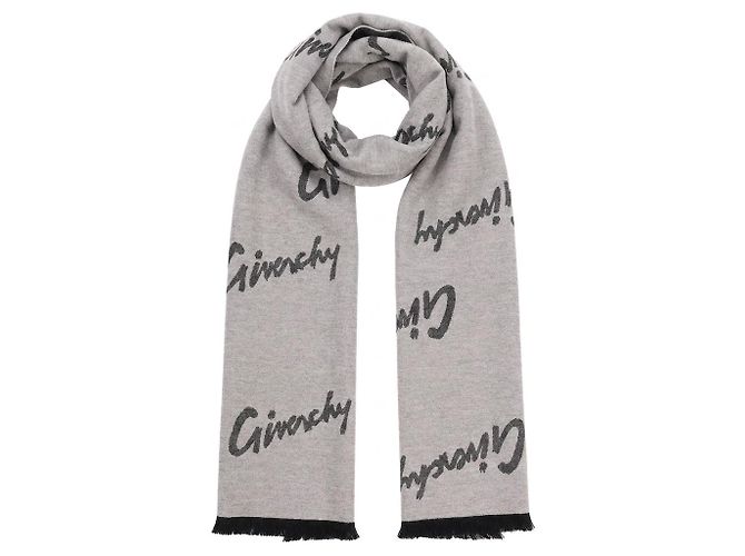 Givenchy Woll und Kaschmir Schal Grau - Ansicht 2