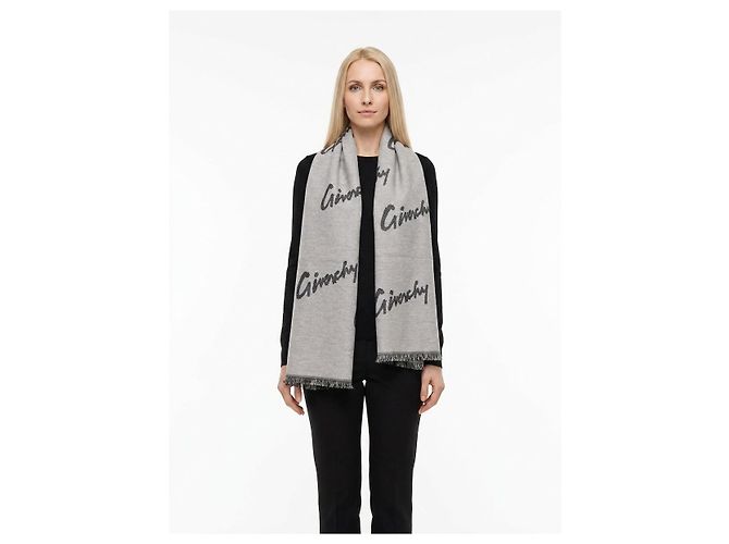 Givenchy Woll und Kaschmir Schal Grau - Ansicht 3