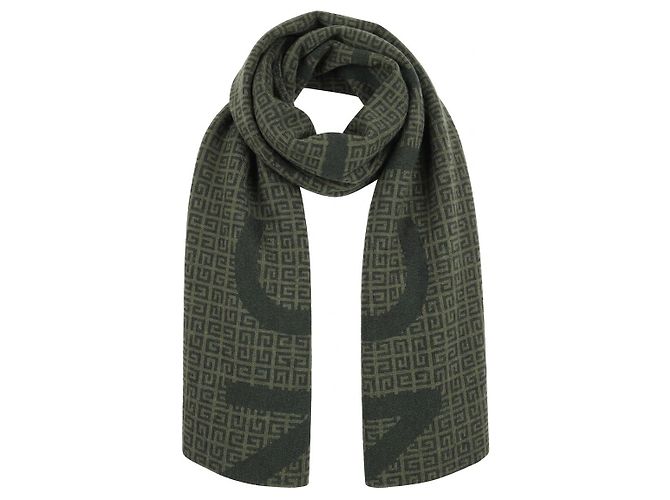 Sciarpa Givenchy verde in lana cashmere e seta - vista 2
