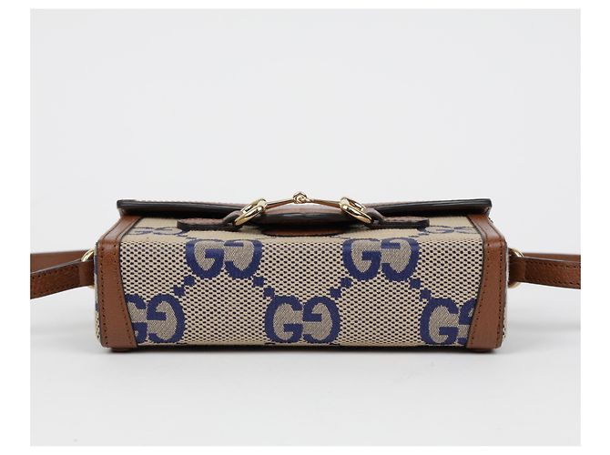 Gucci Borsa a Tracolla Mini Jumbo Horsebit Marrone - vista 7