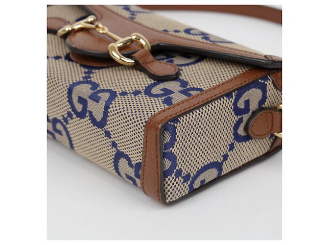 Gucci Borsa a Tracolla Mini Jumbo Horsebit Marrone - vista 9