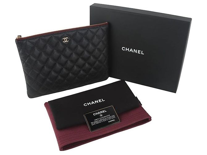 Chanel Caviar Pocket Clutch Gold New Medium - vista 8