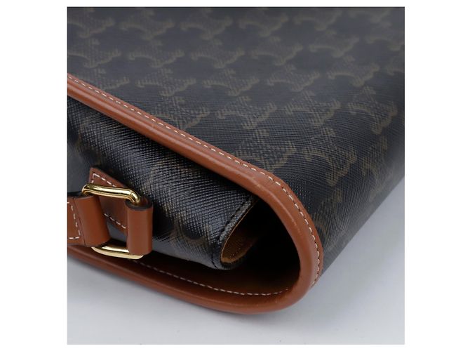 Céline Borsa Tripole Canvas Medium Polka Bag Tan - vista 10