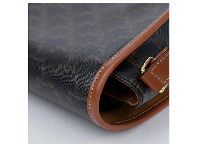 Céline Borsa Tripole Canvas Medium Polka Bag Tan - vista 11