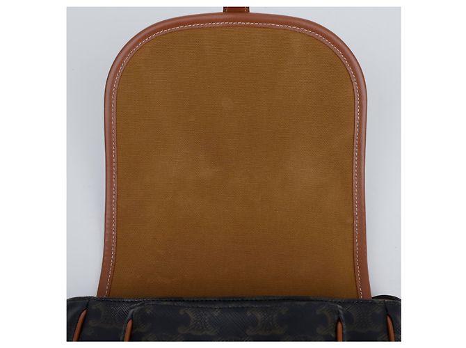 Céline Borsa Tripole Canvas Medium Polka Bag Tan - vista 13