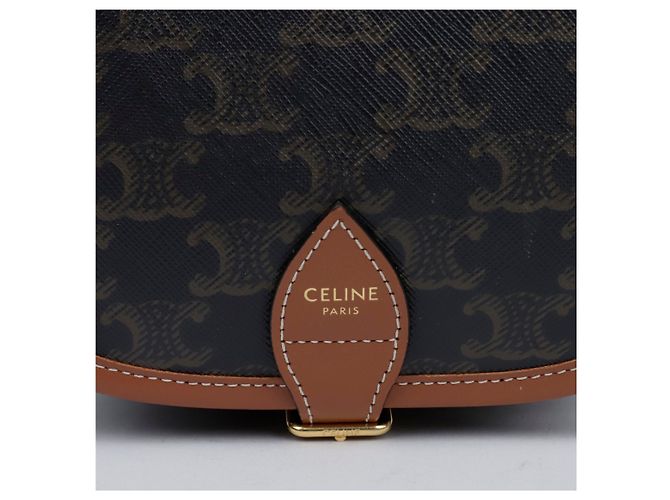 Céline Borsa Tripole Canvas Medium Polka Bag Tan - vista 2