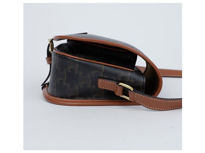Céline Borsa Tripole Canvas Medium Polka Bag Tan - vista 4