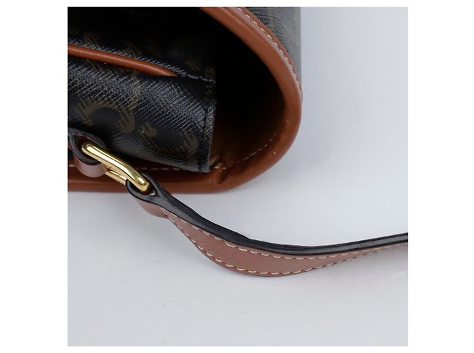 Céline Borsa Tripole Canvas Medium Polka Bag Tan - vista 5