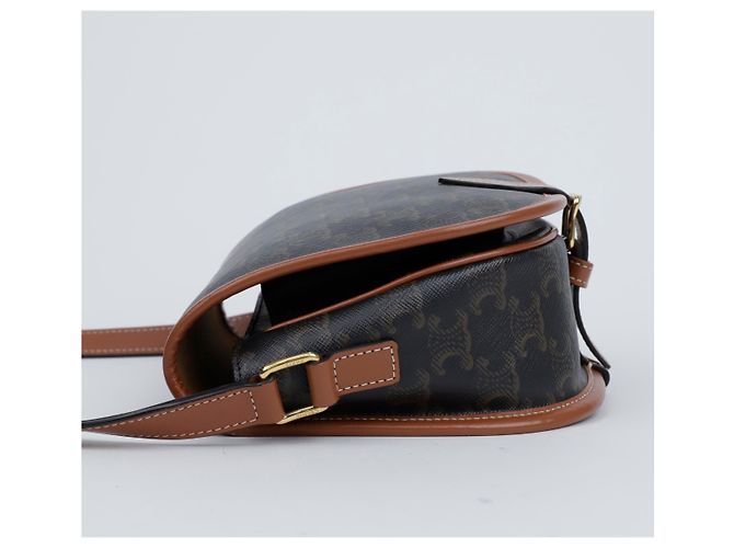 Céline Borsa Tripole Canvas Medium Polka Bag Tan - vista 7