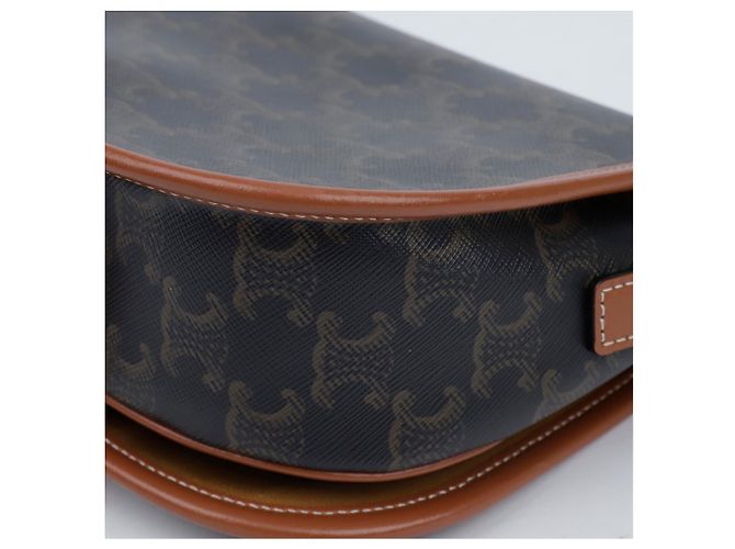 Céline Borsa Tripole Canvas Medium Polka Bag Tan - vista 8