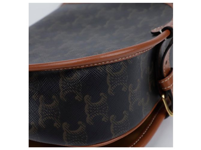 Céline Borsa Tripole Canvas Medium Polka Bag Tan - vista 9