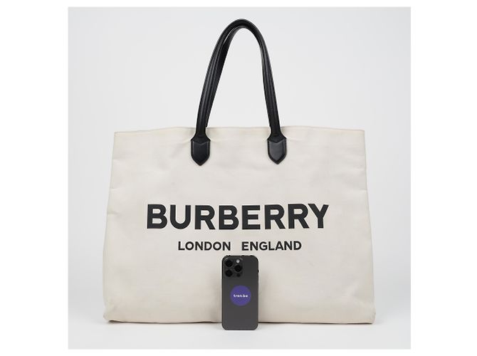 Burberry Borsa Tote Grande Logo Natural - vista 25