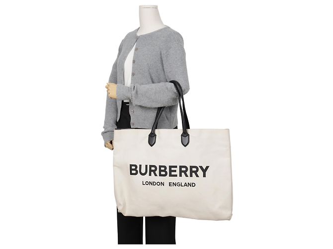 Burberry Borsa Tote Grande Logo Natural - vista 30