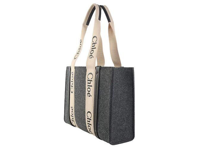 Chloé Borsa Woody Medium Cashmere Gray - vista 2