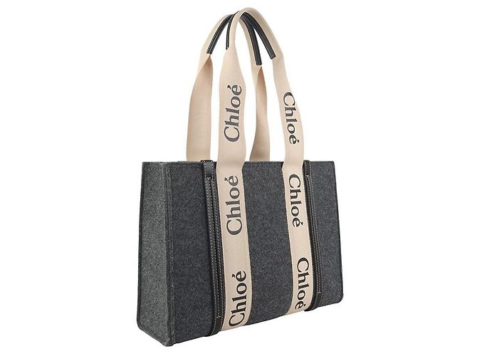 Chloé Borsa Woody Medium Cashmere Gray - vista 8