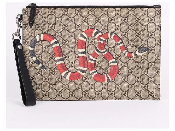 Gucci Clutch con tracolla stampa pitone - vista 2