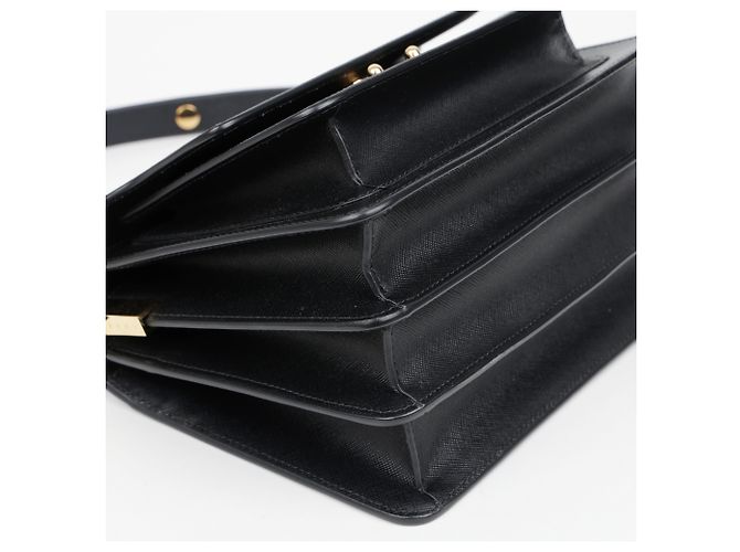 Marni Borsa a tracolla in pelle Saffiano nera da donna - vista 10