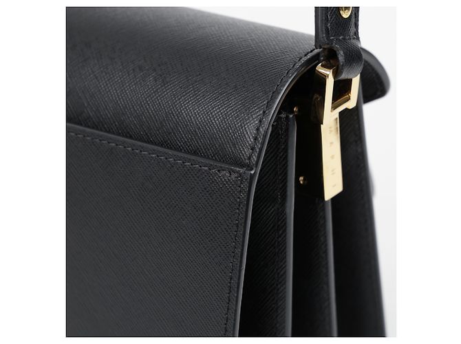 Marni Borsa a tracolla in pelle Saffiano nera da donna - vista 14
