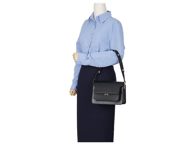 Marni Borsa a tracolla in pelle Saffiano nera da donna - vista 23