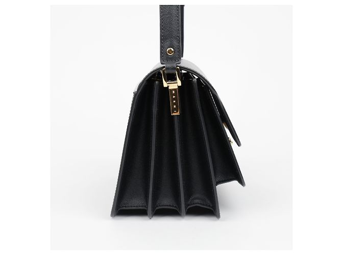 Marni Borsa a tracolla in pelle Saffiano nera da donna - vista 5