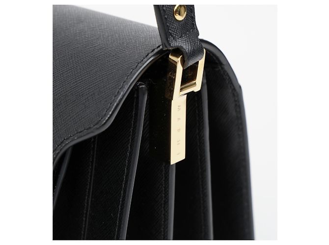 Marni Borsa a tracolla in pelle Saffiano nera da donna - vista 8