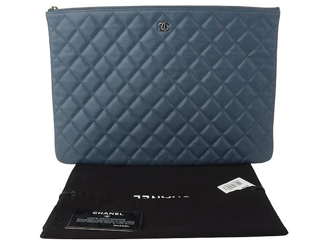 Chanel Clutch Classic Caviar Silver Large - vista 7