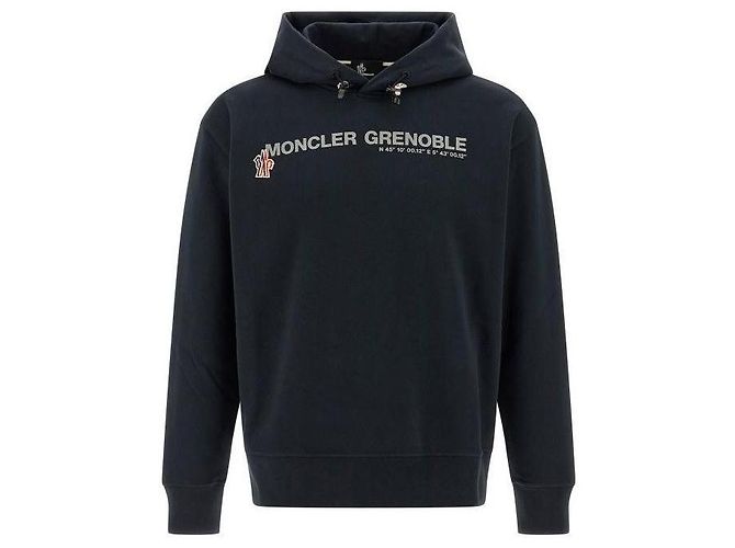 Sudadera con capucha Moncler Logo de algodón azul marino - vista 4