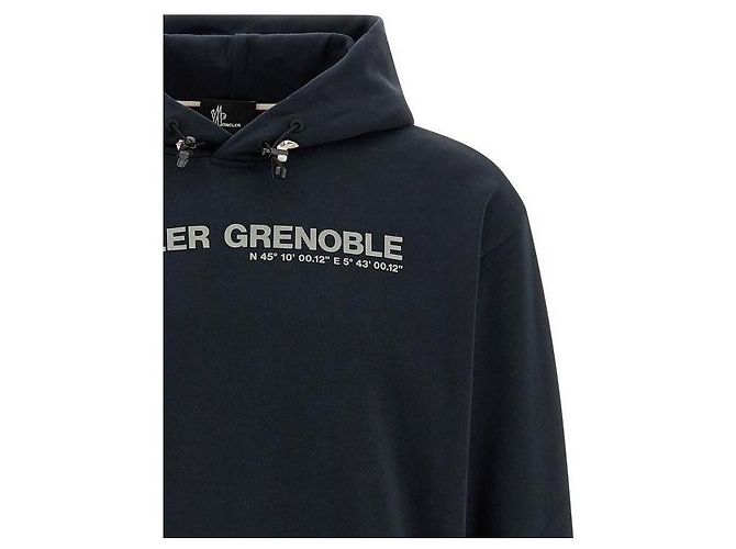 Sudadera con capucha Moncler Logo de algodón azul marino - vista 6