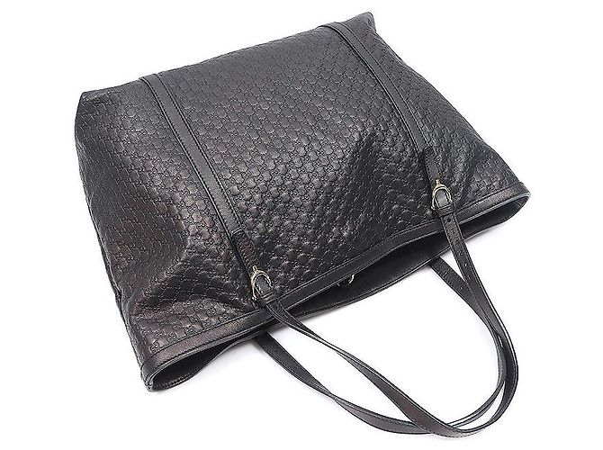 Gucci Borsa Shopper Tote in pelle Microsima nera - vista 3