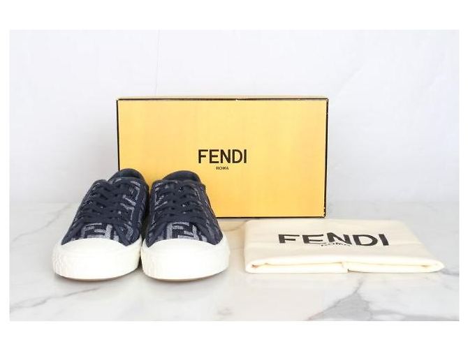 Fendi Sneakers in denim jacquard FF - vista 2