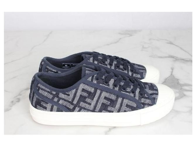Fendi Sneakers in denim jacquard FF - vista 4