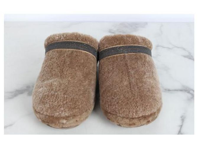 Zoccoli Brunello Cucinelli in shearling marroni - vista 4