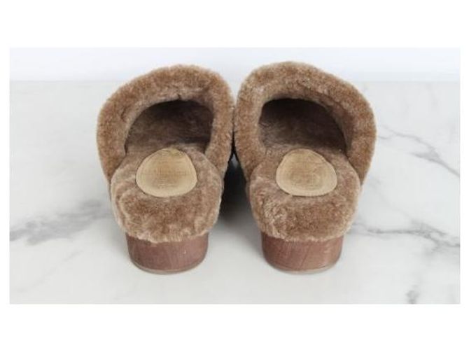 Zoccoli Brunello Cucinelli in shearling marroni - vista 5