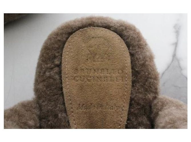 Zoccoli Brunello Cucinelli in shearling marroni - vista 6