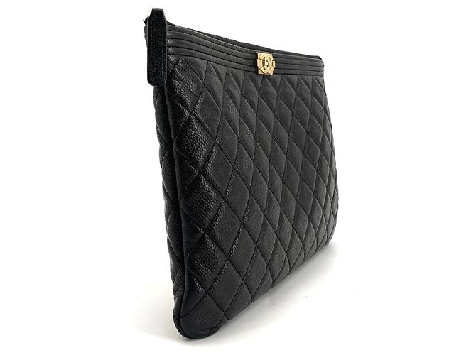 Chanel Clutch Boy Caviar Gold New Medium - vista 11