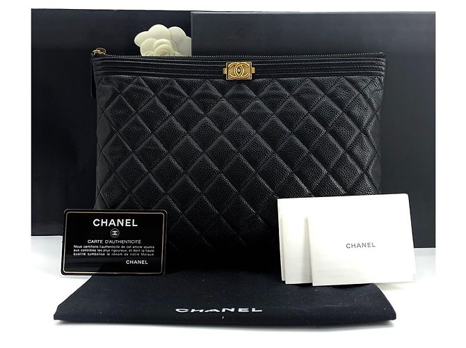 Chanel Clutch Boy Caviar Gold New Medium - vista 8