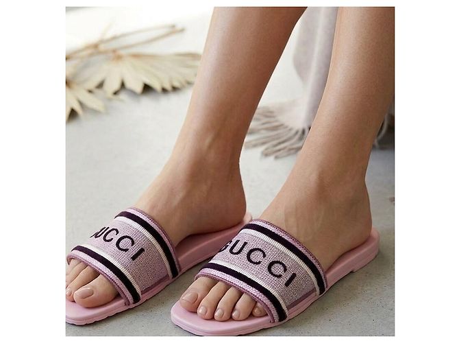 Gucci Sandali Luna Logo Ricamati Pink - vista 6