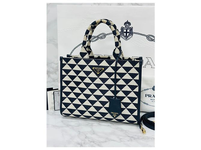 Prada Saco de ombro tote em jacquard Symbol - vista 2