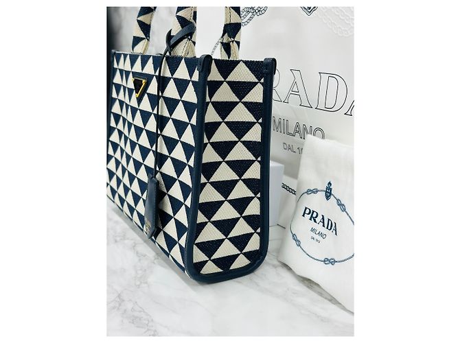 Prada Saco de ombro tote em jacquard Symbol - vista 3