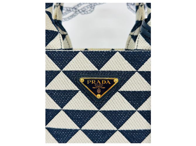 Prada Saco de ombro tote em jacquard Symbol - vista 6