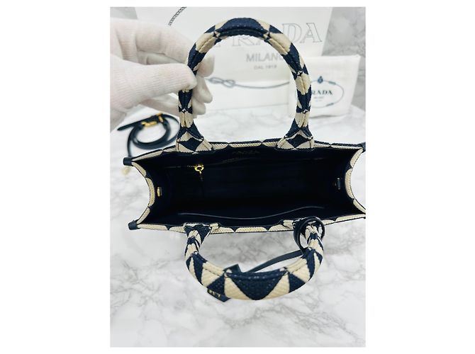 Prada Saco de ombro tote em jacquard Symbol - vista 9