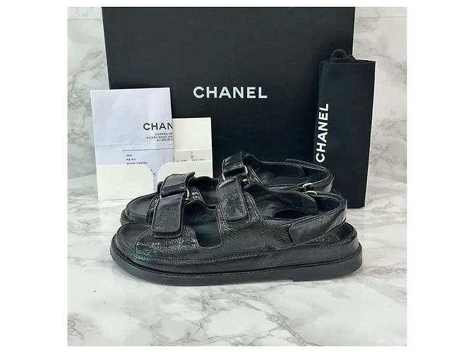 Chanel Sandali in pelle di agnello con logo CC e Velcro - vista 11