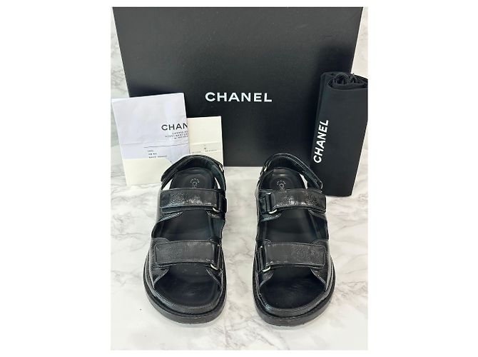 Chanel Sandali in pelle di agnello con logo CC e Velcro - vista 2